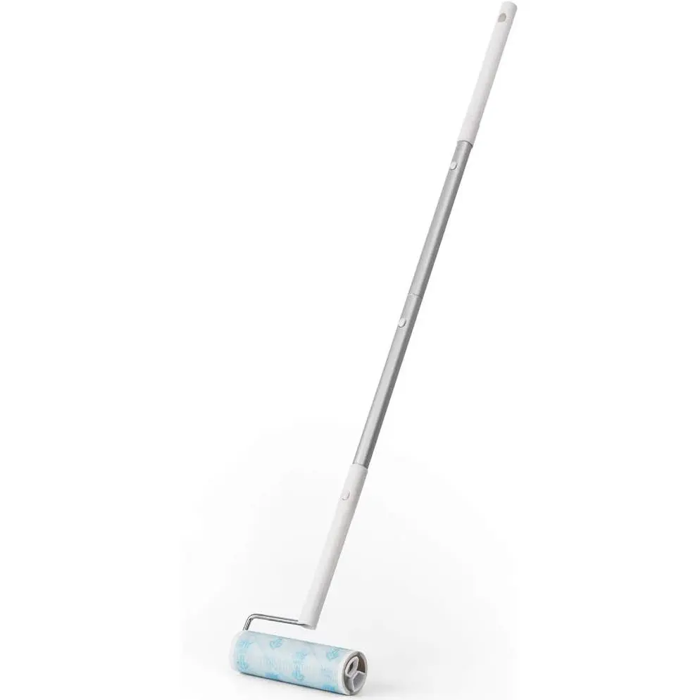 Large Lint Rollers, Sticky Rollers for Floor 6.3 in with 4 Extendable Handle, Long Handle Sticky Mop 30 Sheets Roller for Cleaning Carpets, Cars, Bedding, Couches, Furniture and Pet Hair