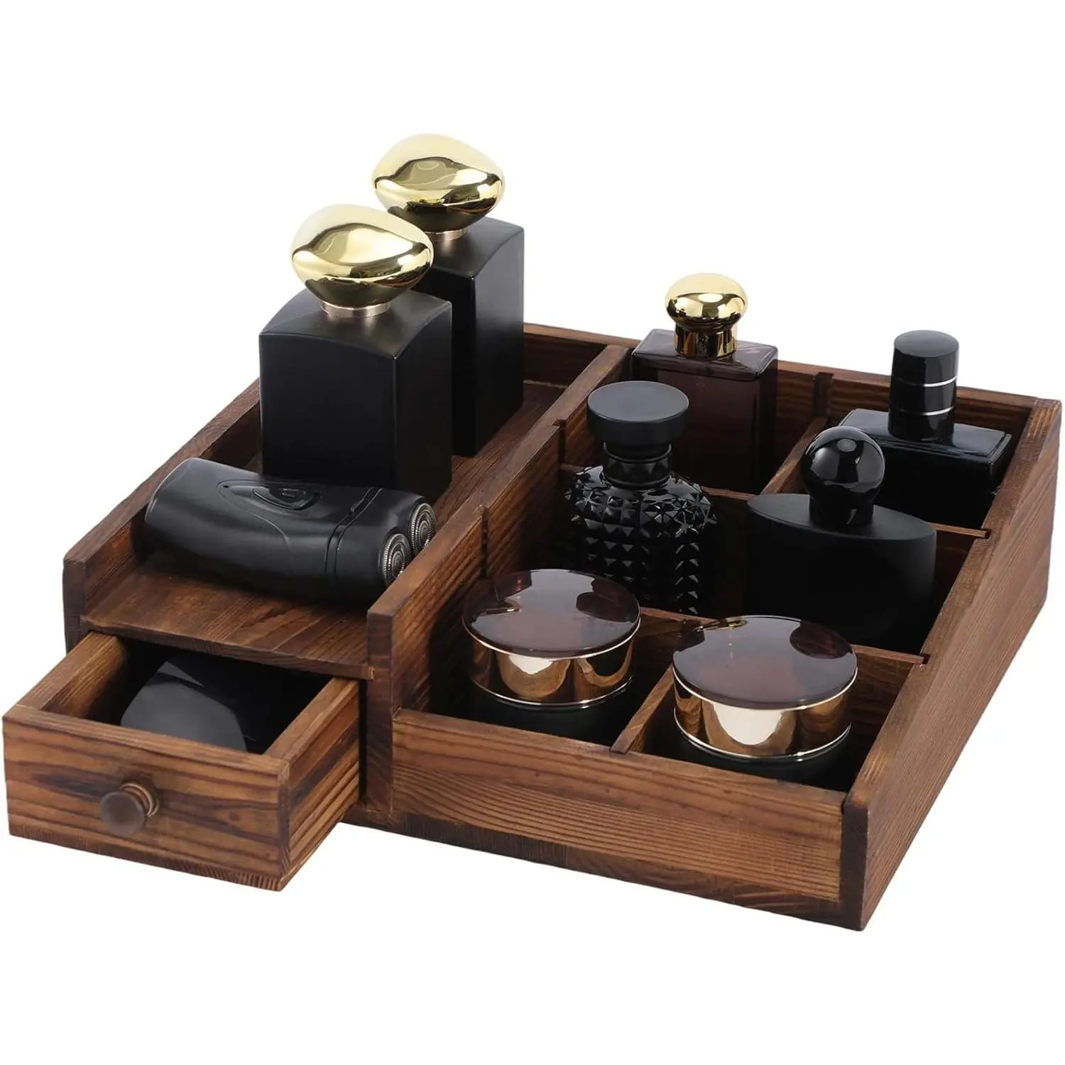 Bathroom Counter Organizer for Men, Cologne & Perfume Organizer with Adjustable Partitions, Dresser Desk Storage, Men's Bathroom Decor GiftGift