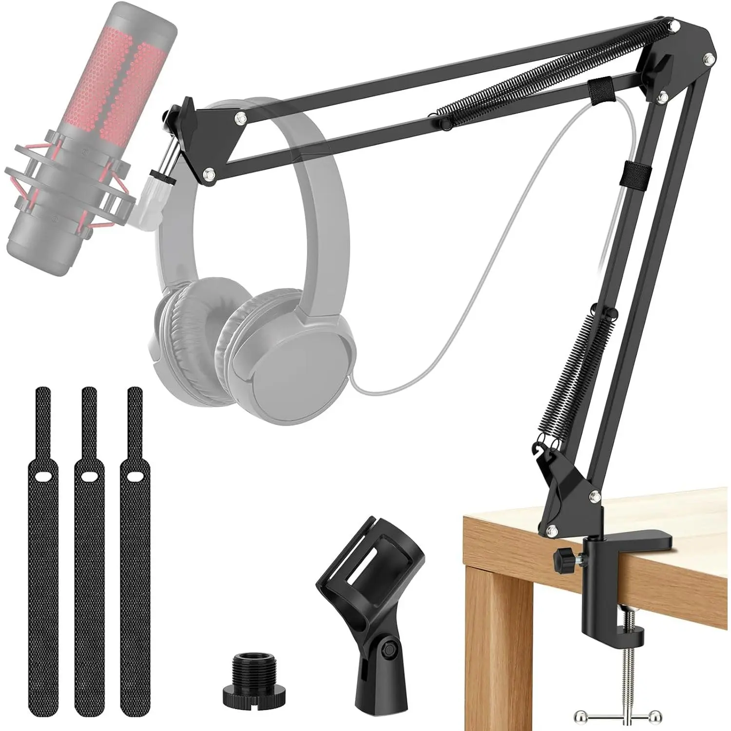 Microphone Stand, Adjustable Microphone Des Stand for HyperX Mic Boom Arm Stand for Broadcasting Recording, Voice-Over Sound Studio, Stages, Streaming, Singing and TV Stations