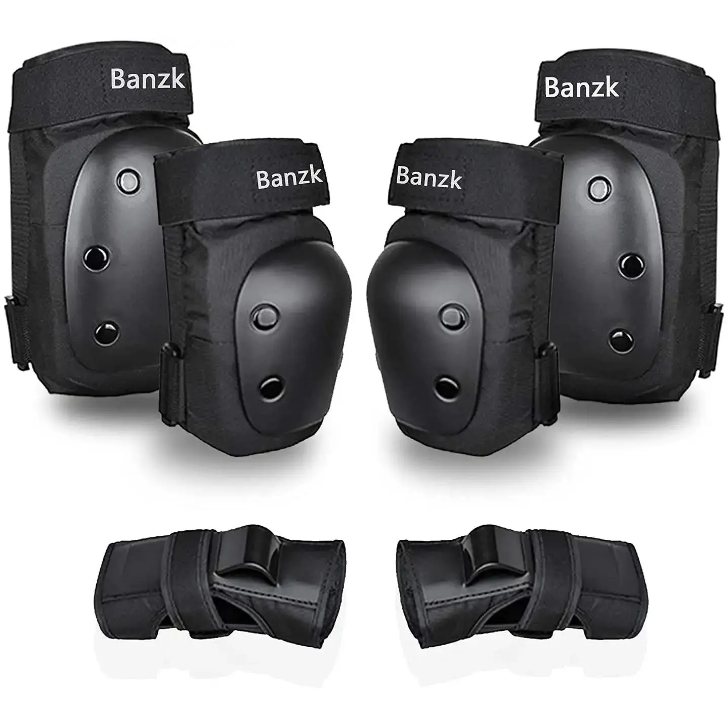 Heavy-Duty 6-in-1 Protective Gear Set for Unisex Adults & Kids, Multi-Size Knee, Elbow & Wrist Pads with Adjustable Elastic Straps for Skateboarding & Roller Blading