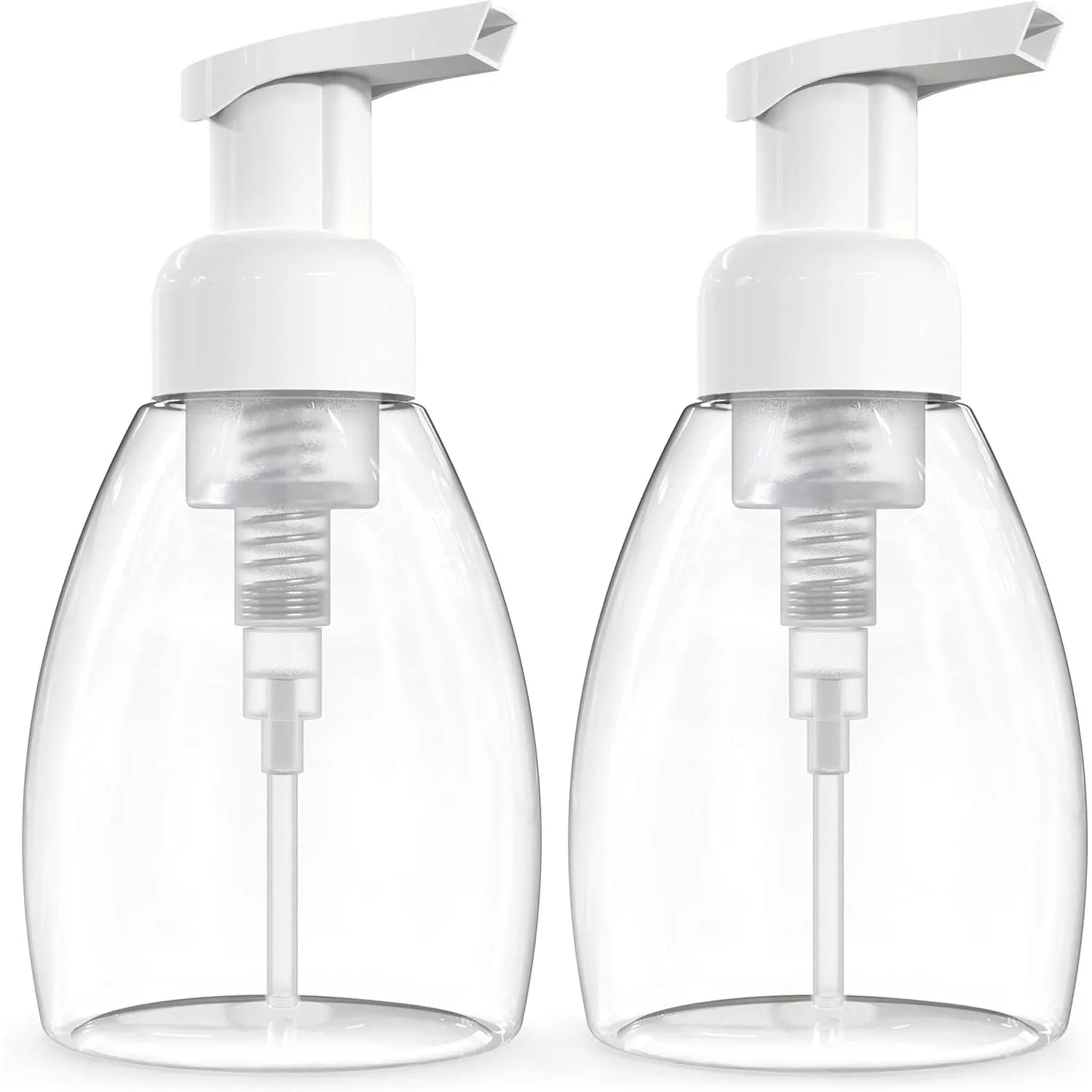 Foaming Soap Dispenser Pump Bottles, BPA Free Empty Refillable Plastic Container for Liquid Soap - Kitchen, Bathroom, Commercial - 8oz (250ml) Pack of 2 Clear