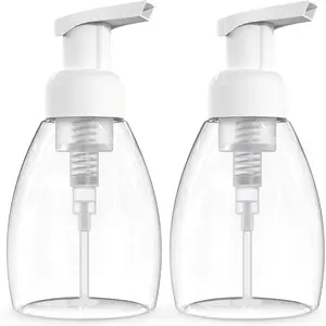 Foaming Soap Dispenser Pump Bottles, BPA Free Empty Refillable Plastic Container for Liquid Soap - Kitchen, Bathroom, Commercial - 8oz (250ml) Pack of 2 Clear