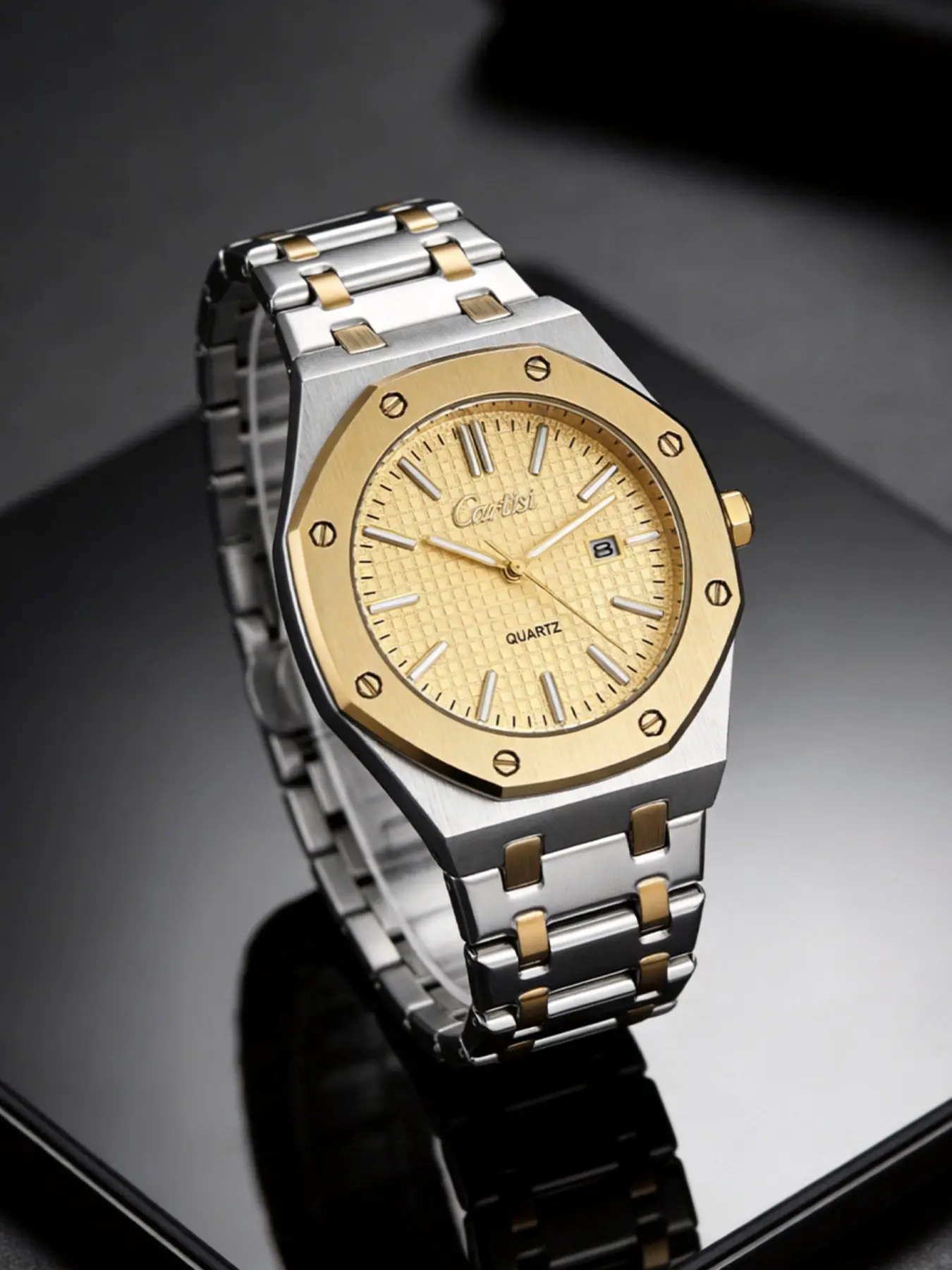 Men's Watch, Neutral Cool Style Rhombus Chain Band, Steel Quartz Watch, Elegant Retro Luxury Quartz Analog Watch, Perfect Gift Recommendation 【7477】