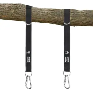 Tree Swing Hanging Strap Kit - 5ft Outdoor Suspension Straps with Stainless Carabiners, 2200lbs Capacity for Baby, Garden, Toddler Swing in Black