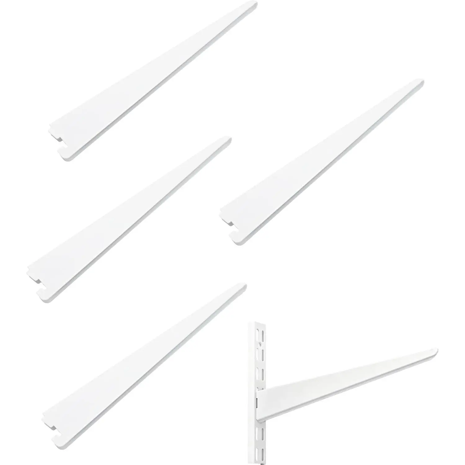 4 Pack White Adjustable Shelf Brackets Heavy Duty, 11.5 Inch