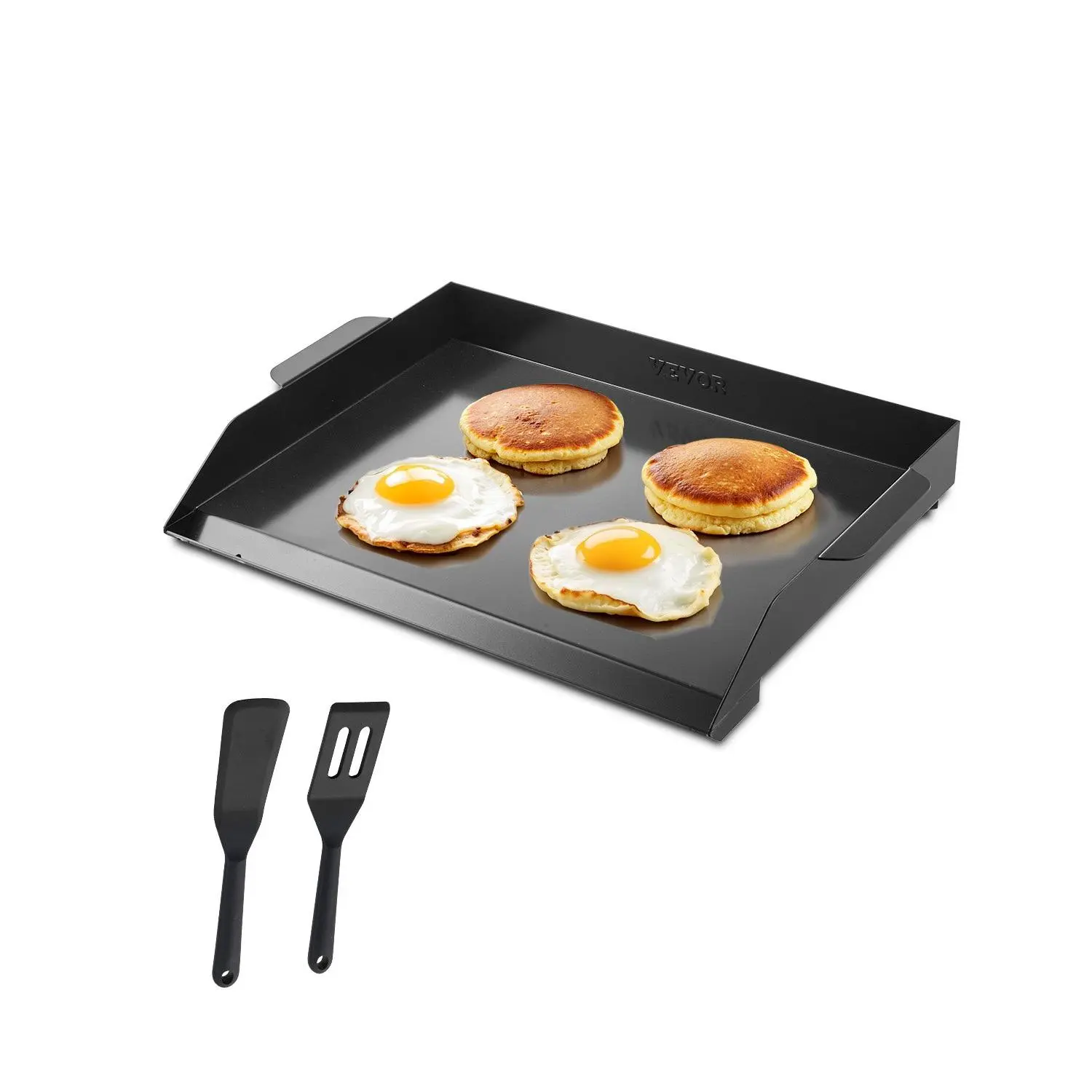 VEVOR Carbon Steel Griddle, 20x16 inch Universal Flat Top Rectangular Plate, Gas Grill Griddle for BBQ Grill, Teppanyaki, Portable Family Cookware, for Camping Tailgating Party, Black