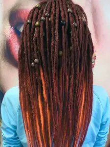 24 Inch Synthetic Dreadlock Extensions 10 Strands Hippie Single Ended Dreads Ombre Blonde 0.6 cm Width Loc Extensions Reggae Style Crochet Hair for Women Christmas New Year Carnival Music Festival