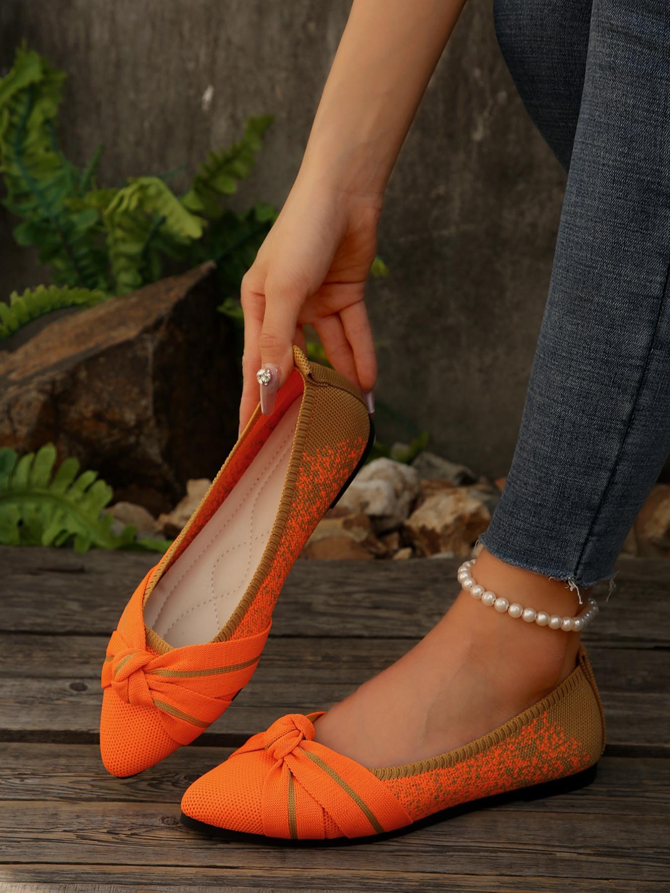 Women's Breathable Slip-On Butterfly Knot Pointed Toe Soft Sole Flats, Casual Fashion Shoes Size 36-43, All Seasons Comfortable Wear