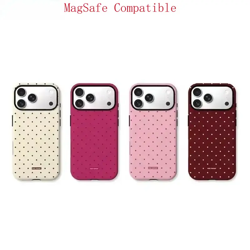 【Magnetic Compatible】New Polka Dot Film 2-in-1 Phone Case - Compatible with iPhone 17/16/15/14/13/12/11 Pro Max/Plus/Pro, Galaxy S26/S25/S24/S23 Ultra/Plus. Cute and stylish gradient design for couples, making it a perfect gift.