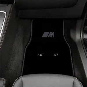 M Power Black Solid Car Floor Mats 4 Piece Set, Luxury Crystal Velvet Soft Plush Universal Fit Auto Carpet Liners, Non-Slip All Weather Easy to Clean Automotive Floor Mats, Cute Car Interior Upgrade Accessories & Custom BMW Sport Car Gift for Sedan S
