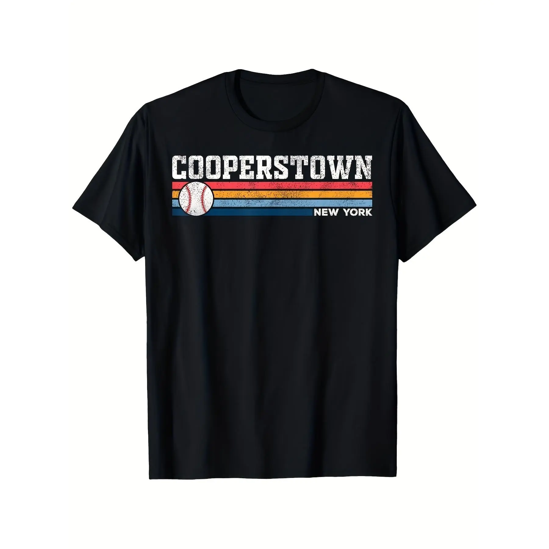 Men's 100% Cotton T-Shirt, Vintage Cooperstown Baseball Graphic Tee, Casual Regular Fit Short Sleeve Top for Sports Fans, Tshirt, Shortsleeve, Menswear, Stretch, Knit, Round Neck, Slight Stretch