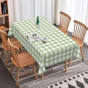 2D Flat Party Tablecloth 1pc, Plaid Tablecloth, Light Checkered Table Cover, Farmhouse Style Decor, Kitchen, Dining, Picnic, Home Decoration