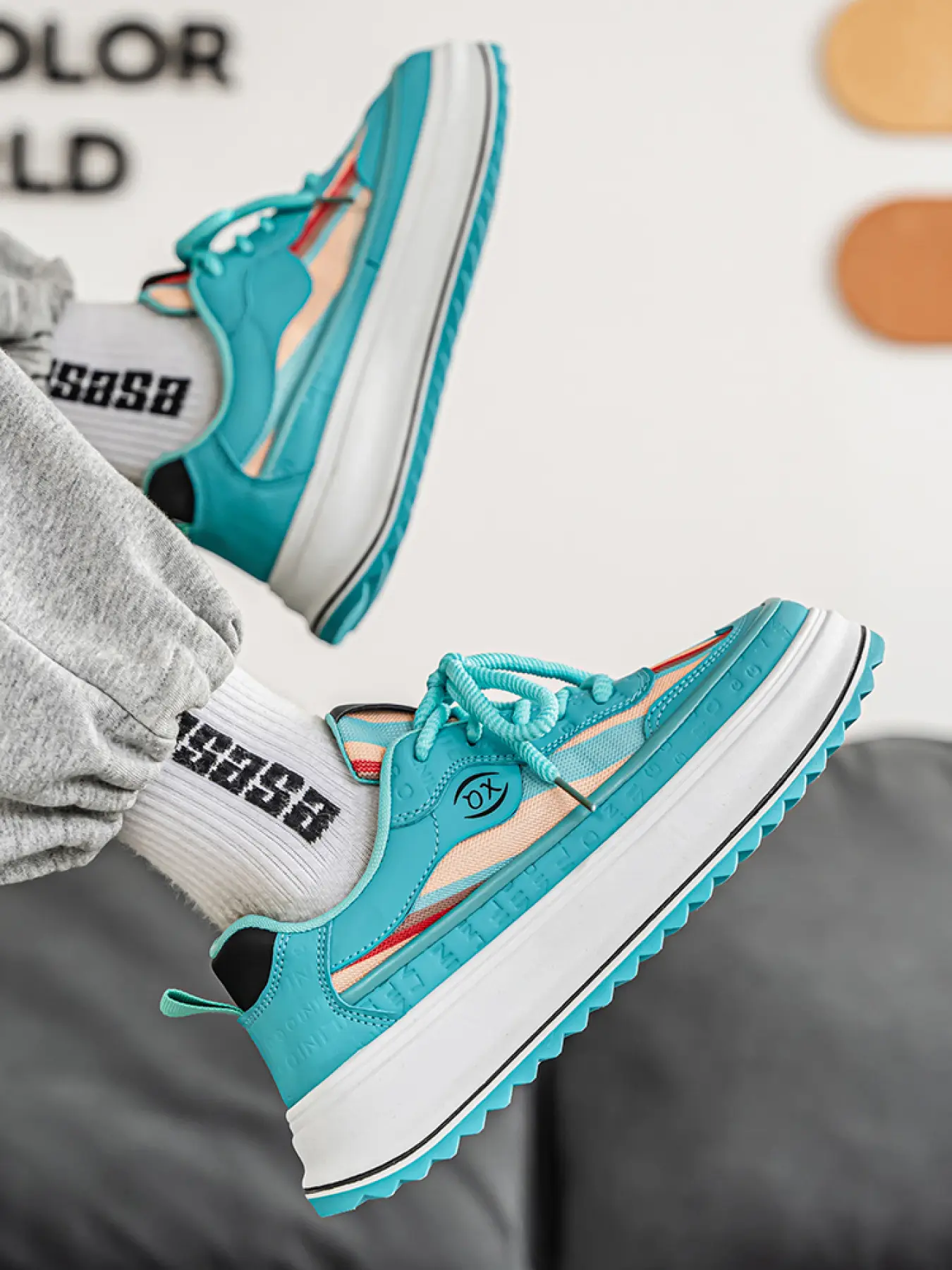 Men's Color-Blocking Dad Shoes | Trendy Platform Sneakers | Viral Comfort Design
