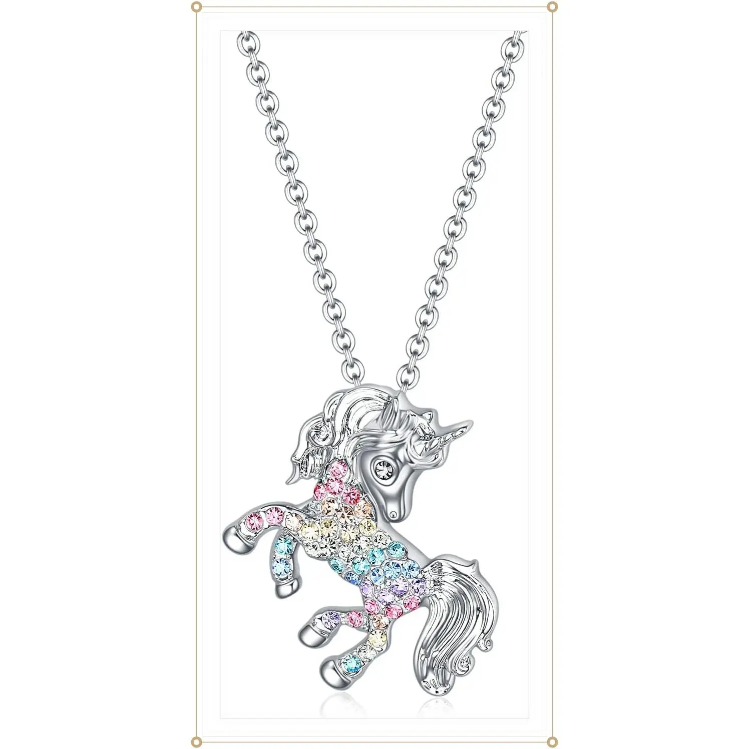 Rainbow Unicorn Necklace Gift for Girls & Women - Unicorn Jewelry for Unicorn LoversGift