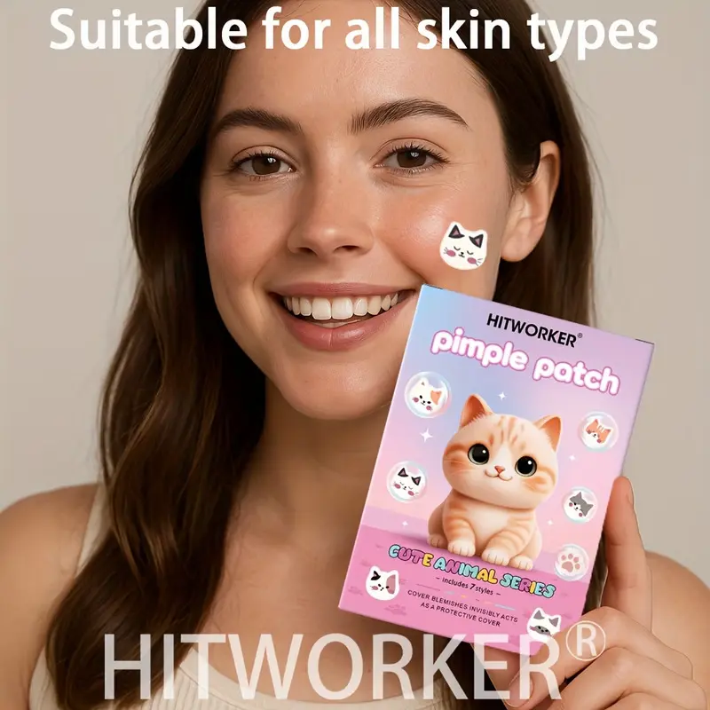 Hitworker Cat Acne Patch for Face, Cute Cartoon Acne Patch 100/200pcs, Invisible Coverage for Acne and Blemishes! Aesthetic Acne Patch, Beautiful and Non-embarrassing to Wear All Day, Fall Madly in Love with This Super Cute Cat-Shaped Acne Patch