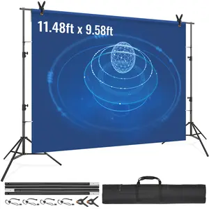 VEVOR 12x 10 ft Heavy Duty Backdrop Stand, Height Adjustable Photography Backdrop Stand, Background Support System with 6 Clamps and A Carry Bag, for Party, Wedding, Display, Photo