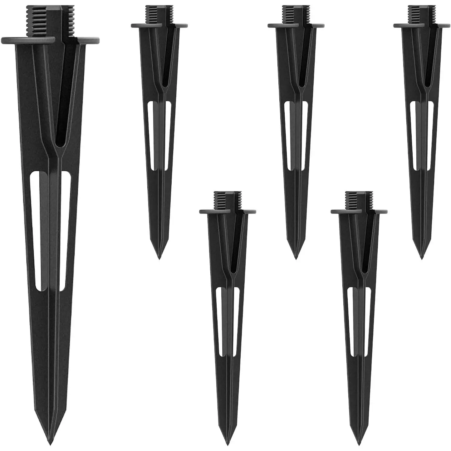 6-Pack Metal Ground Spike Stakes for Low Voltage Landscape Lights, 3/4-14 NPSM Threaded Connection, Outdoor Path & Spotlight Replacements