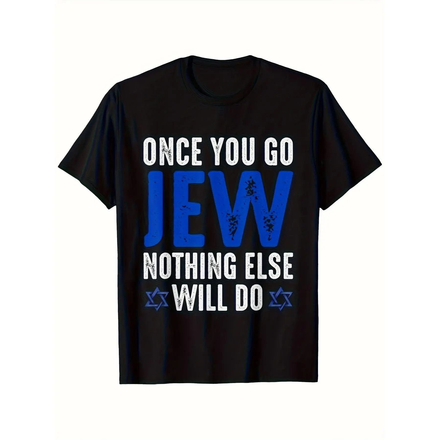 Summer 2026 Short-Sleeve Printed T- – Jewish Pride Theme – 100%  Men's Black  with Unique Print – Suitable for Hanukkah and Casual Wear – Machine Washable – Unisex. cotton tee shirt