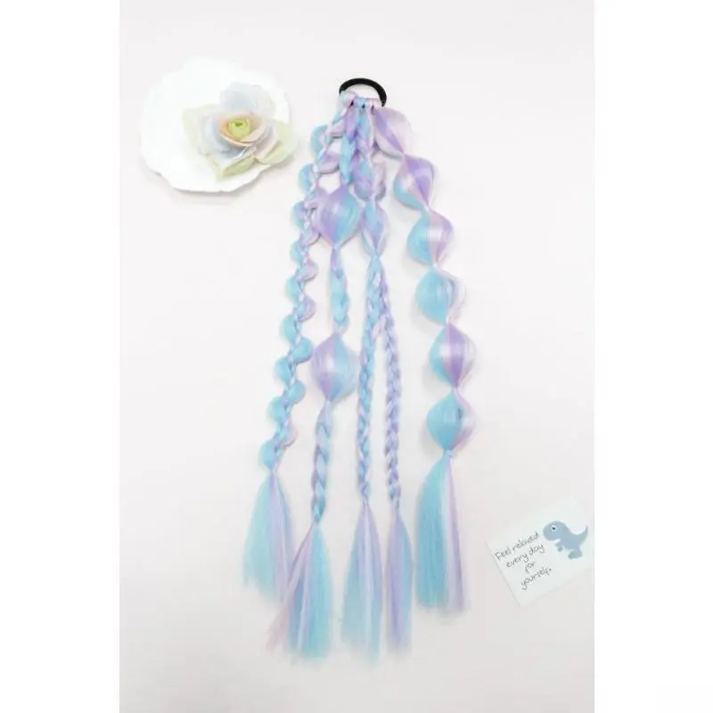 Ombre Bubble Braid Hair Piece, Synthetic Fiber Ponytail Extension in Blue-Purple, Lightweight and Handmade Accessory with Hair Tie, Daily Wear, Nylon purse  key cute cherry design  charm little girl keychain chain girly fashionable car interior classic