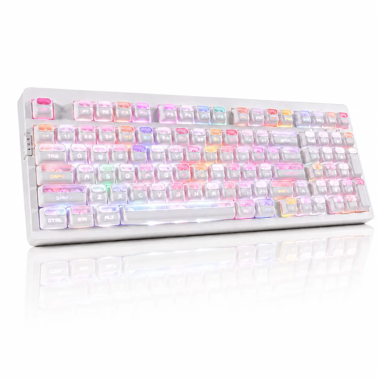 ZORNHER ZH980 Wireless Mechanical Keyboard, Hot Swappable Custom Keyboard, Pre-lubed Linear Switches, Gasket Structure, RGB Backlit Gaming Keyboard, Astronaut Theme (White)