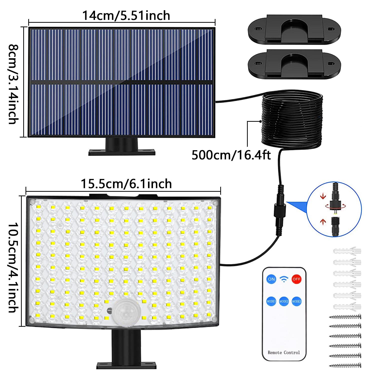128LED solar light, outdoor garden light, remote control split unit, household use, motion sensor, outdoor light