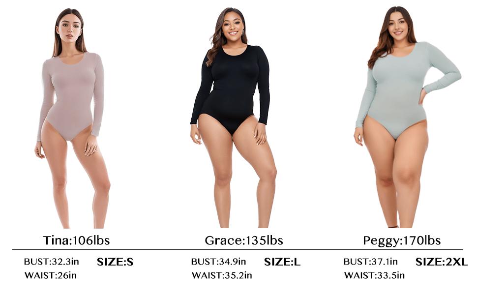 Women's Long-Sleeved Shapewear Bodysuit, Round Neck Basic Style, Tummy Control and Shaping Bodysuit Top, Women's Bodysuit Women's Long-Sleeved Shapewear Bodysuit, Round Neck Basic Style, Tummy Control and Shaping Bodysuit Top, Women's Bodysuit