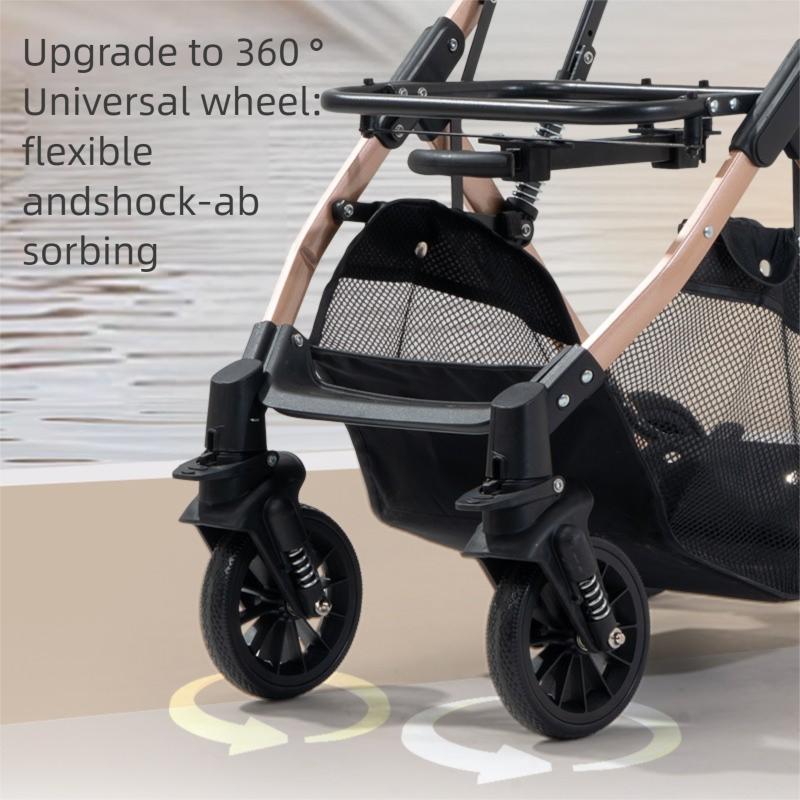 Pawzseek 3 in 1 Folding Pet Dog Stroller with Detachable Carrier Multifunctional Jogger Stroller for Small Medium Dogs Cats W Rear Brake Storage Basket Luxury Oversized Pet Stroller Multi-directional Ventilation Breathable Odor-free Design Foldable