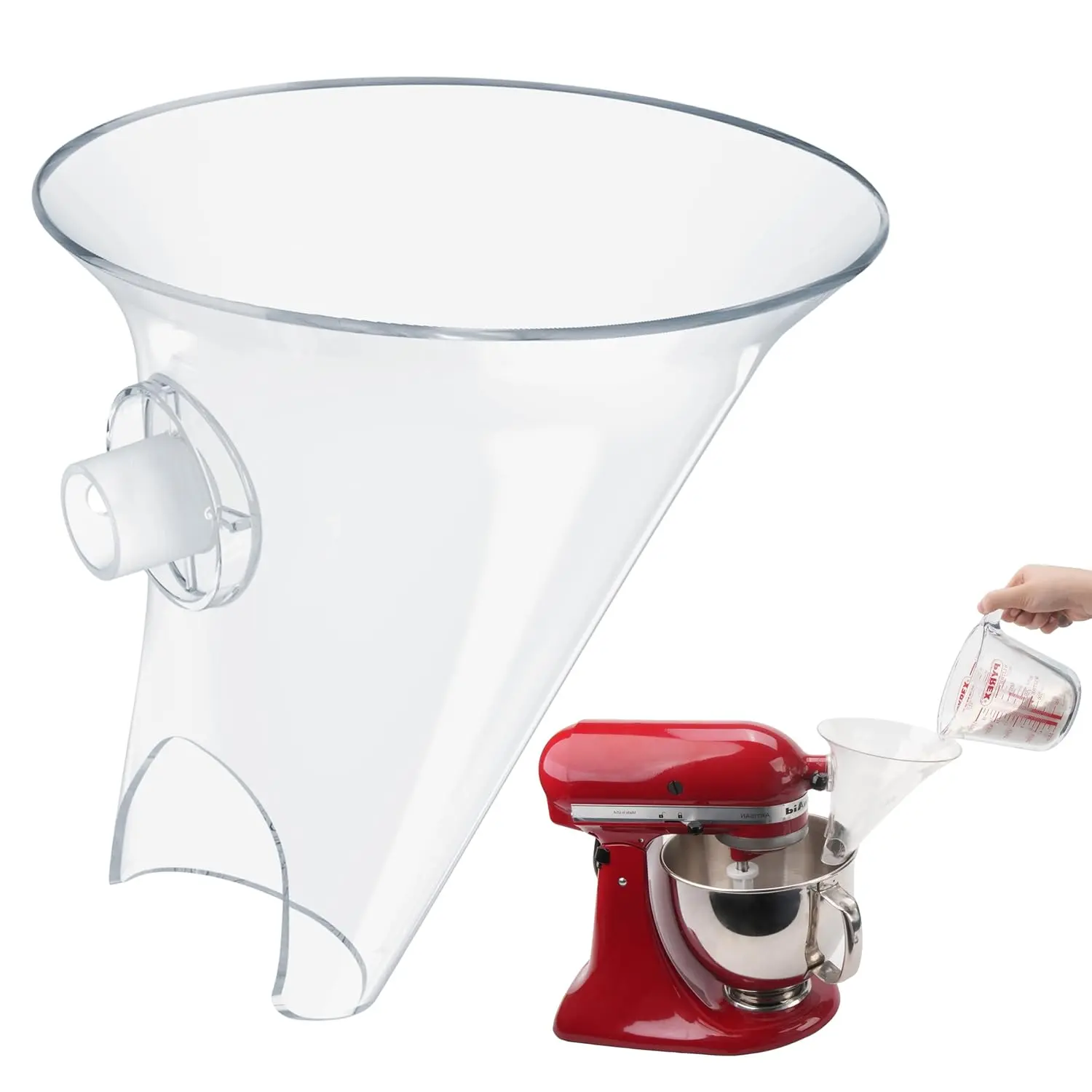 Transparent Flour Funnel for KitchenAid Stand Mixer | See-Through Flour Funnel for Mess-Free Pouring | Design for Clear Visibility | Dishwasher Safe | Baking Gift for Mother's Day