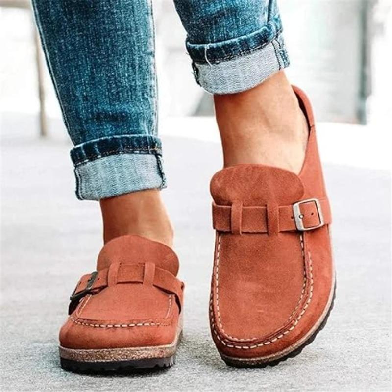 (New)2025 new fashionable women's shoes suede soft leather classic cork shoes anti slip slippers waterproof mule home sandals soft top shoelaces arch support