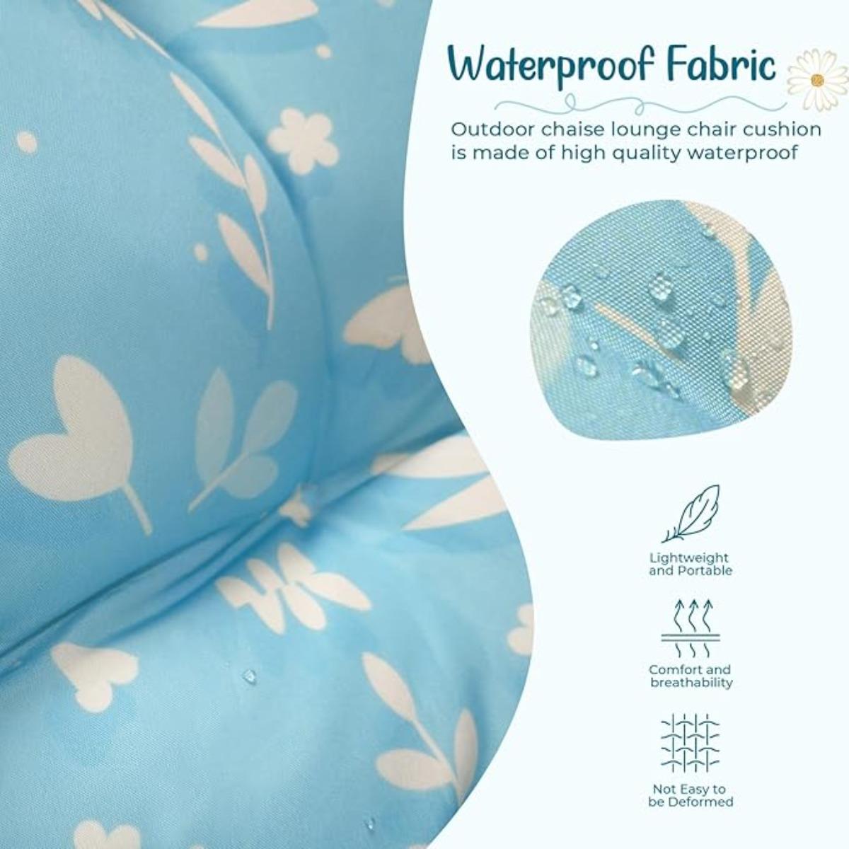 Outdoor Chaise Lounge Chair Cushion 75.1 x 22.8 x 4.7 Inches 100% Waterproof Replacement Cotton Patio Pool Lounge Chair Cushion for Outdoor Furniture with Ties