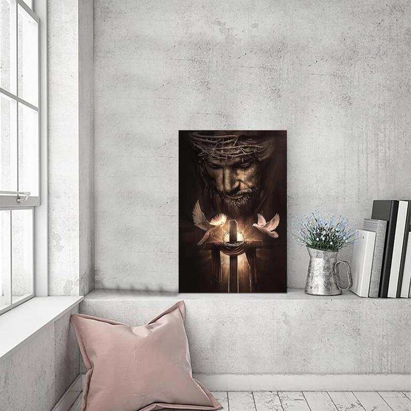1 Count Framed Jesus Christ Canvas Wall Art The Hand of God Jesus Reaching Into Water Christian Painting Prints Biblical Wall Decor Religious Room Decor for Church Prayer Room Schools Hospitals 16x24inch