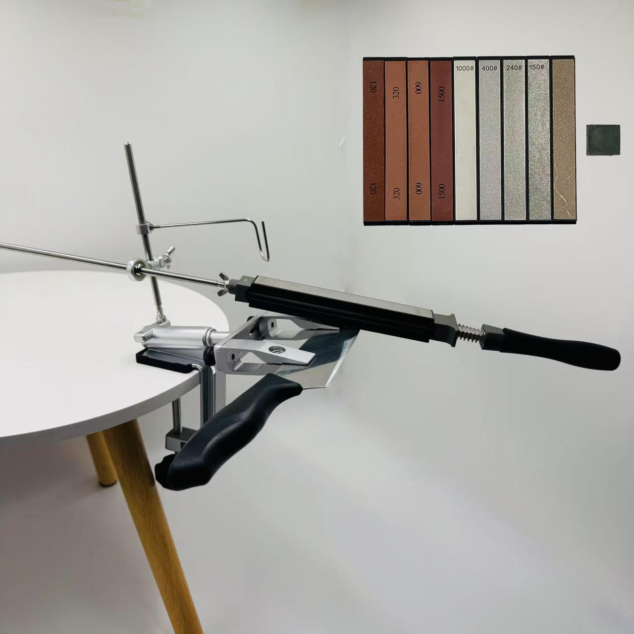 Professional Kitchen Knife Sharpening System with Multiple Stainless Sharpening Stones, Fixed Angle Design for Precision Grinding and Polishing, 360° Rotating Flip