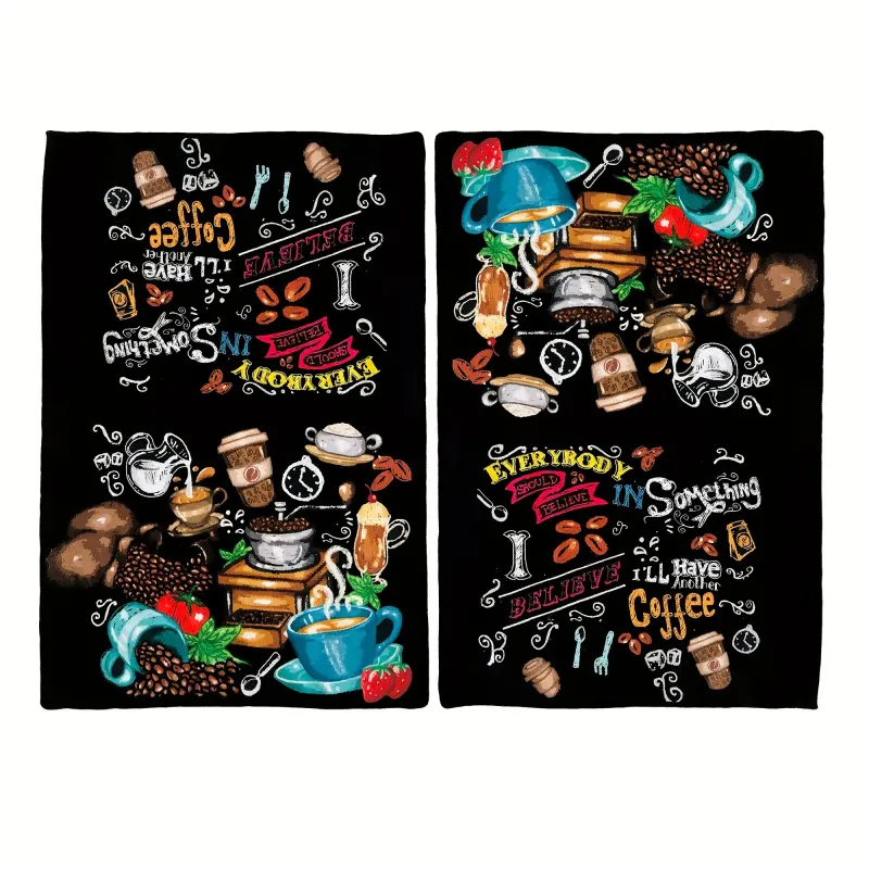 2-Piece Kitchen Towel Set, Kitchen Hand Towels, Dishes Towels, Tea Towels, Dishcloths for Cooking, Baking, Home, Barista, Cafe Decor - 24x16