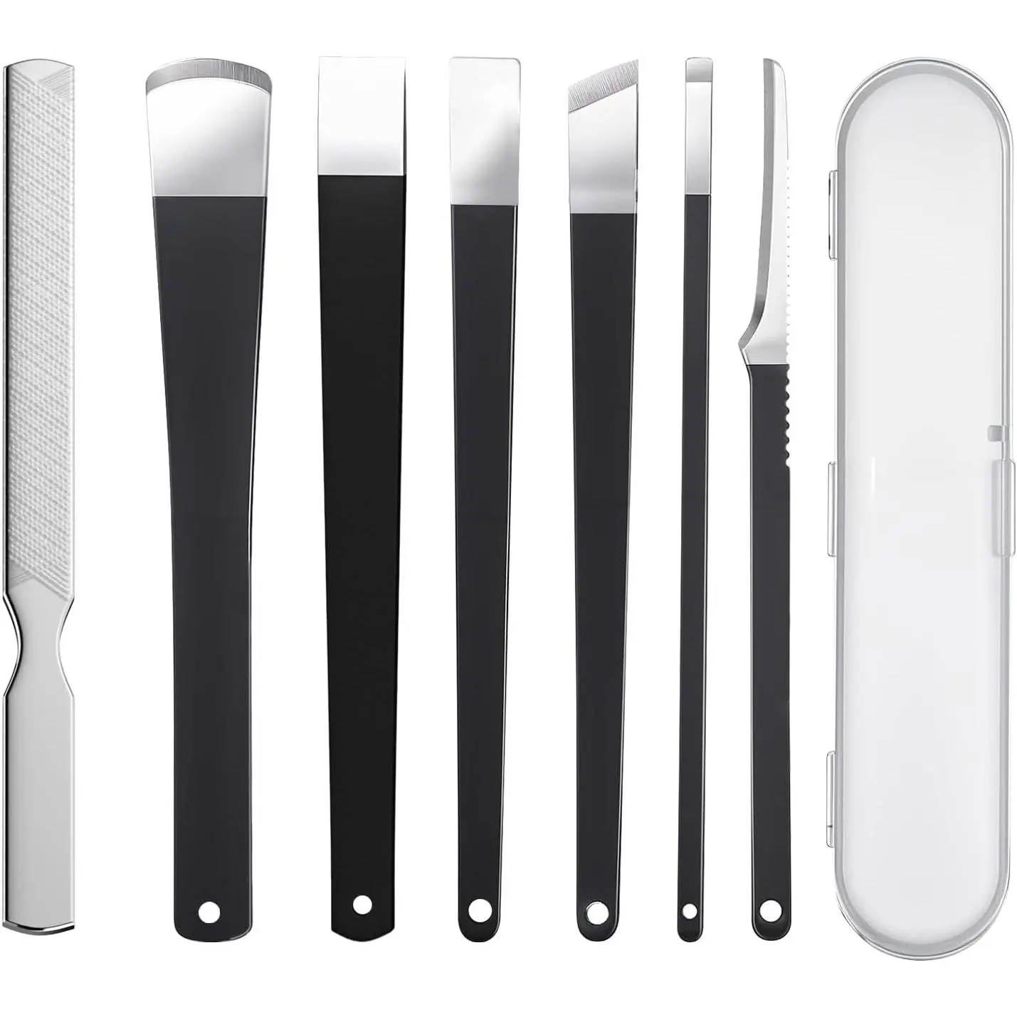 7 Pcs Professional Stainless Steel Pedicure Kit, Ingrown Toenail Removal Tool Set with Toe Nail File Knife, Corn Callus Dead Skin Remover Foot Scraper for Men & Women