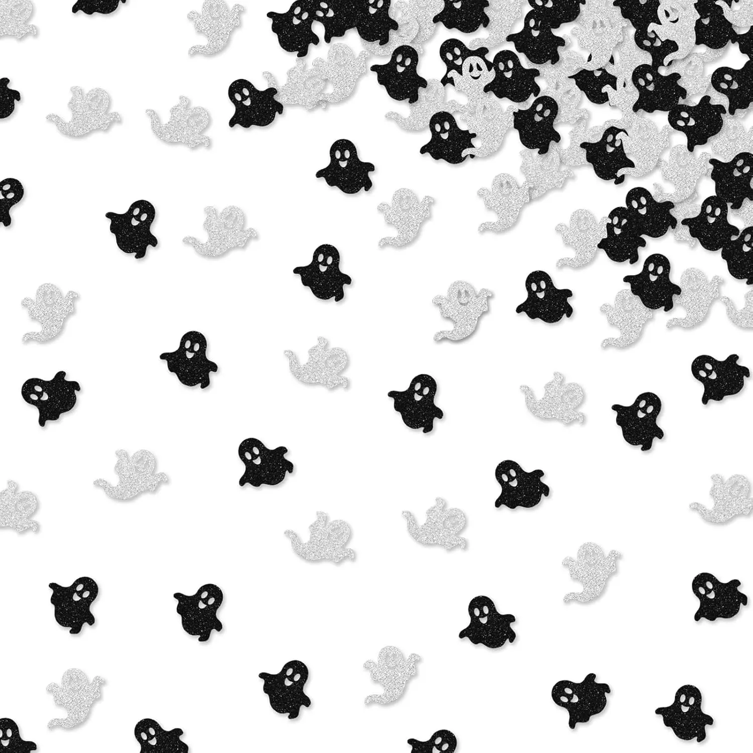 120 count Little Boo Confetti,  Paper Scatter, Sliver&Black Glitter Spooky  Boo Table Scatter, Halloween Themed Birthday/ Shower Party Decoration