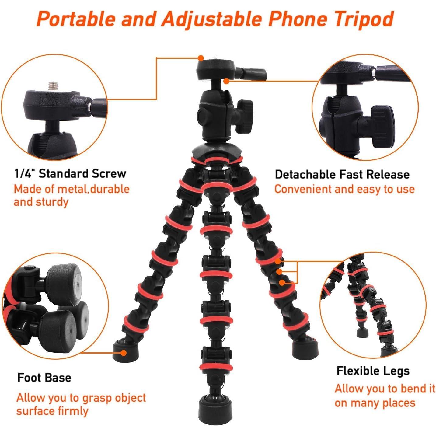 Phone Tripod,  Octopus Tripod with  Remote Phone Holder Mount Use as  Tripod, Cell Phone Tripod, Camera Tripod, Travel Tripod,Tabletop Tripod for