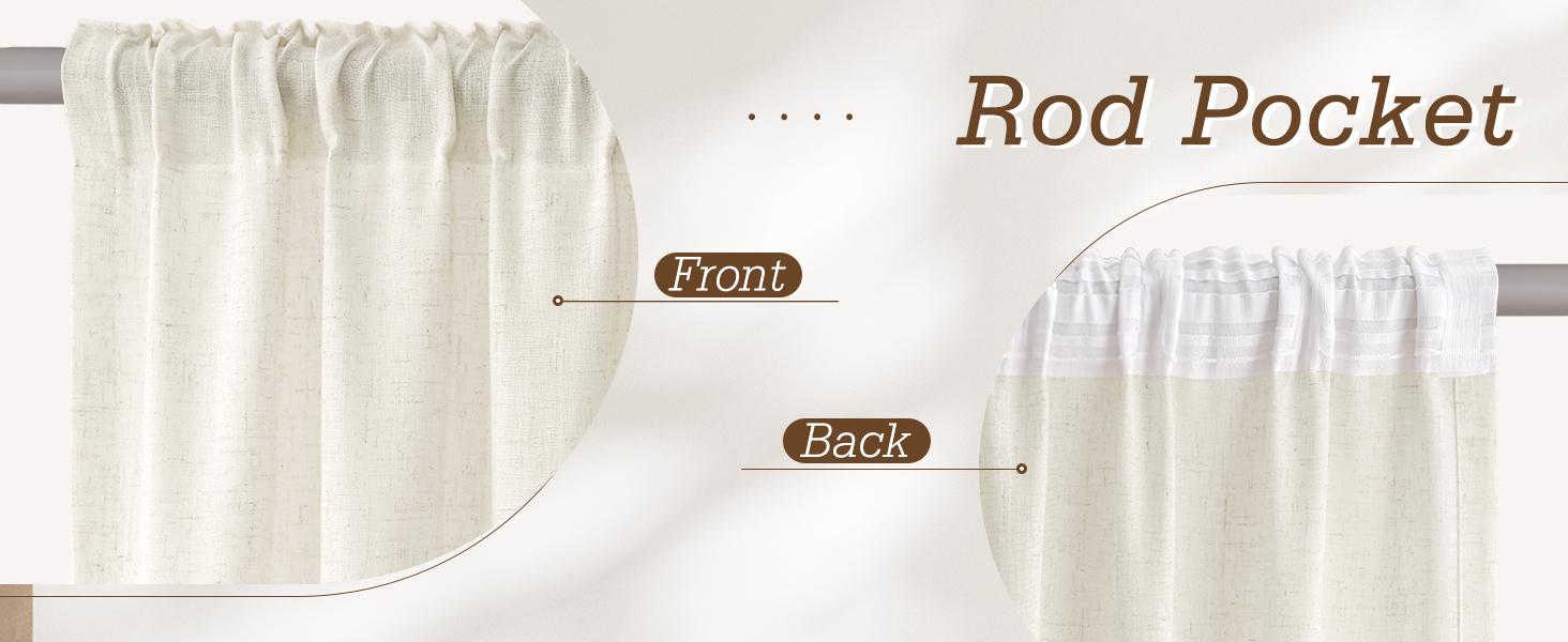 Linen Curtains 96 Inches Long for Living Room 2 Panels Back Tab Modern Farmhouse Light Filtering Soft Linen Draperies Privacy Boho Long Curtains for Bedroom Dining Ivory Cream W52 x L96