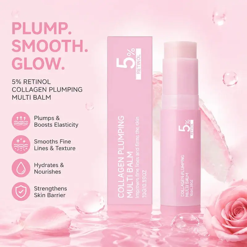 VolufilineRetinol Lip Plumper Collagen Plumping Balm Multi Effect Skincare Stick Fine Lines Improvement Skin Firming Portable PDRN Pink Collagen Volume