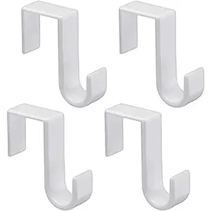 1st Choice Over The Door Hooks 4 Pcs, Z-Shaped Door Hanger Hook Reversible Sturdy Over Door Hooks s The 1 3/8" and 1 3/4" Door Widths, Plastic Door Hook Hanger, Towels,White