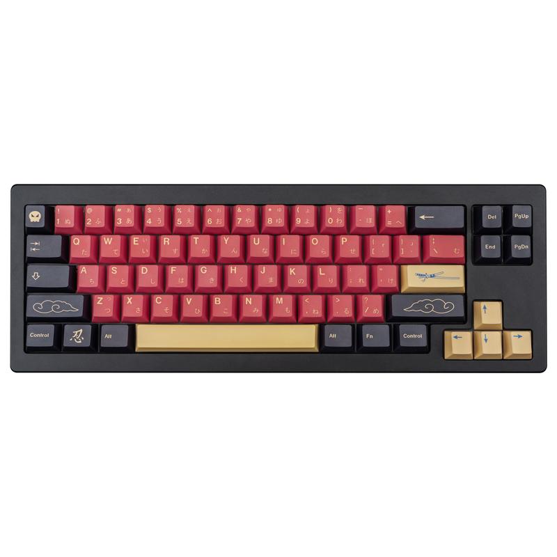 Cherry Profile Red Japanese Keycaps, PBT Material, Dye Sublimation, Minimalist Custom Key Caps for Mechanical Gaming Keyboard, 130 Keys