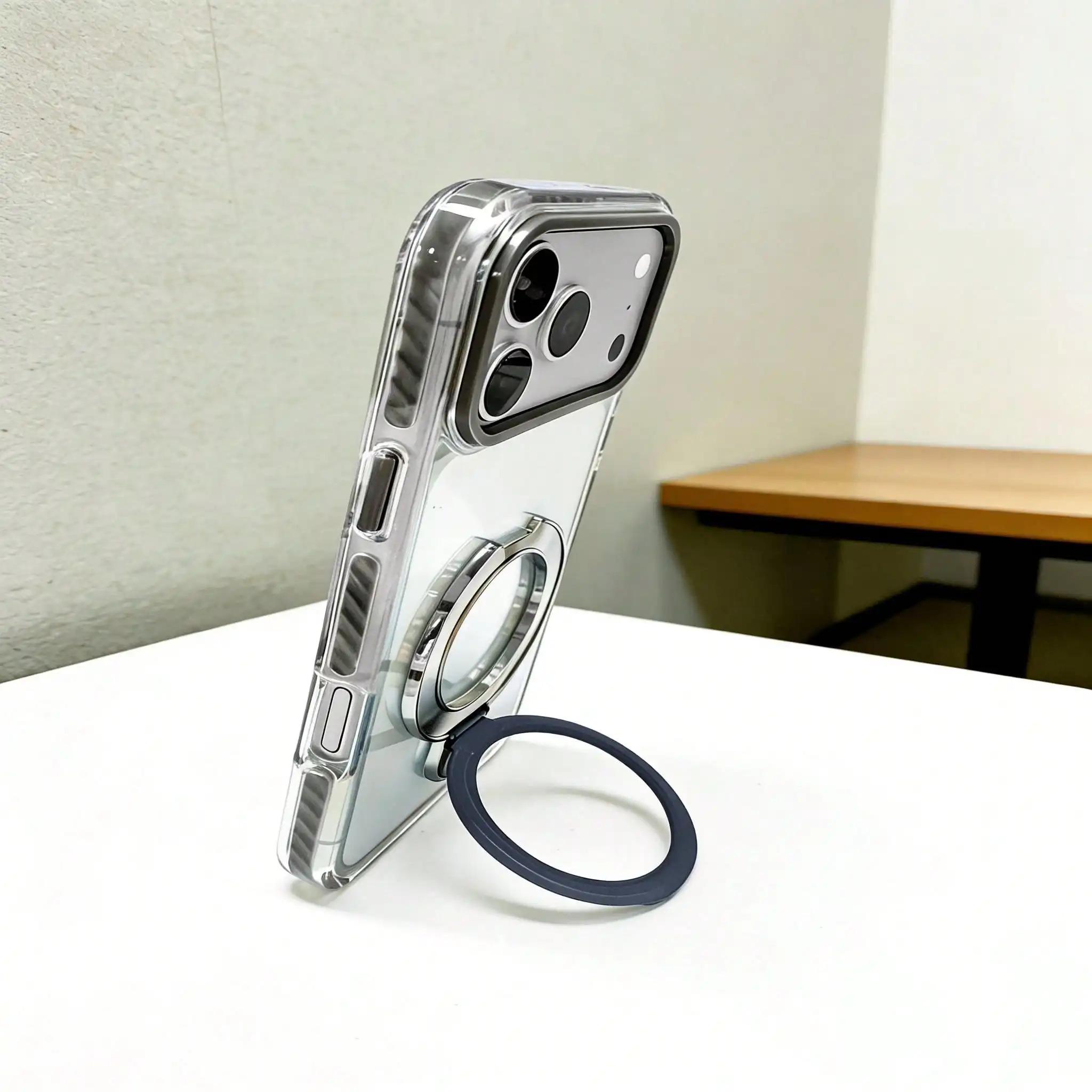 Dual-tone phone case with stand for iPhone 17/16/15/12/13/14 Plus/Pro Max/17Air-shock-resistant and durable, with colorful edges