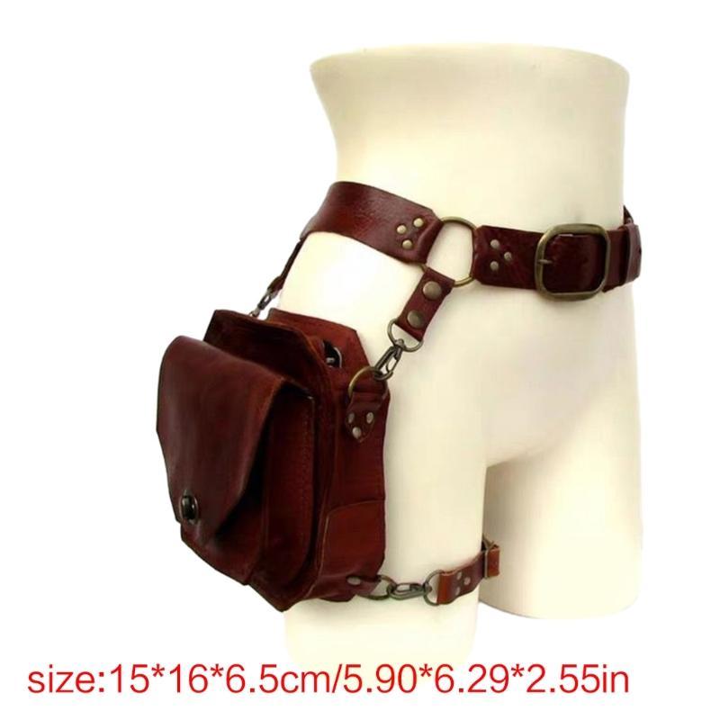 Medieval Waist Belt Drop Leg Bag Thigh Steampunk Waist Pack PU Leather Fanny Bag Motorcycle Thigh Wallet for Women
