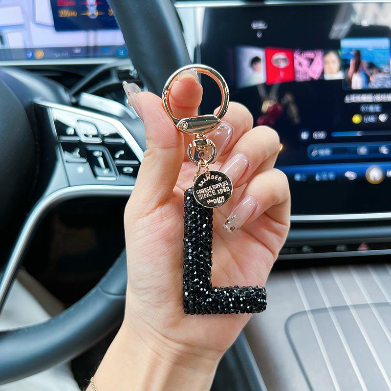 Creative Rhinestone Car Keychain, Aesthetic Bag Pendant Bag Charm, Fashionable Letter Key Ring, Elegant Bag Charm Accessory, Perfect Holiday Accessory for Men & Women Creative Rhinestone Car Keychain, Aesthetic Bag Pendant Bag Charm, Fashionable Letter Key Ring, Elegant Bag Charm Accessory, Perfect Holiday Accessory for Men & Women