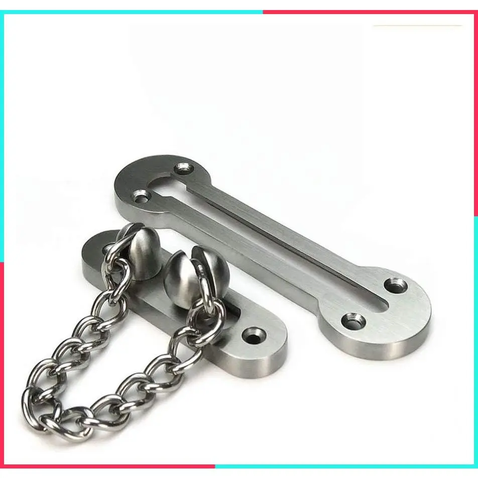 Extra-Thick 3mm Door Chain Lock, SUS304 Stainless Steel Casting Heavy Duty Security Chain Guard for Inside Door, Brushed Nickel Finish, EK-07