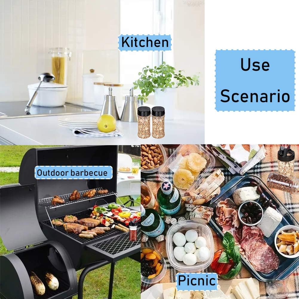 16-Pack 3.5oz Plastic Seasoning Containers with Black Screw Lids, Portable Clear Empty Spice Jars for Pouring & Shaking, Ideal for Spices, Powders & Peppers Storage