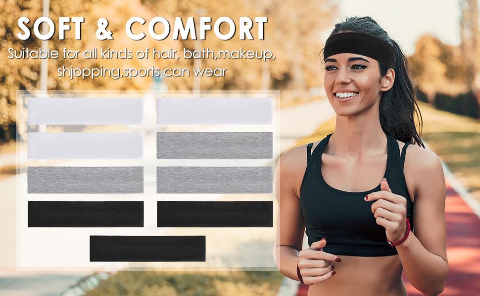 Workout Headbands for Women Hair 18pcs Non-Slip -Like Head Bands for 2.5 Inch Wide Soft Elastic Cloth Athletic Sweat Hair Women Bands