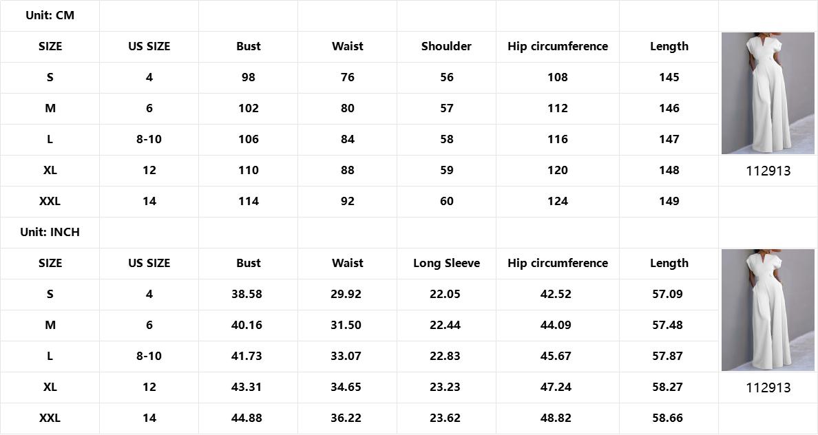 UOOZEE Women's Basic Cap Sleeve Wide Leg Jumpsuit - Fitted Polyester Work Outfits Womenswear Overall with V-Neckline - Chic & Elegant Style (the size is one size smaller,it is recommended to order a size larger) Shortsleeves teacher/interview outfits