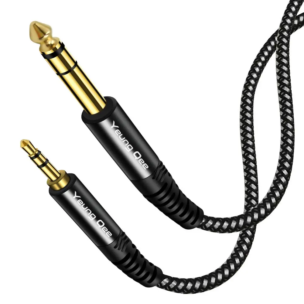 3.5mm to 6.35mm Stereo Audio Cable 10 ft, 1/4 to 1/8 Audio Cable,3.5mm Male to 6.35mm Male TRS Nylon Braid Cable Compatible for Laptop,Home Theater Devices, and Amplifiers (10FT/3M)