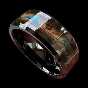 Men’s Hip Hop Titanium Steel Ring With Colorful Liquid Sand Inlay, Durable Anti-Fade Black Sand Jewelry, Trendy Daily Accessory For Summer Sports, Outdoor Activities And Street Style Matching