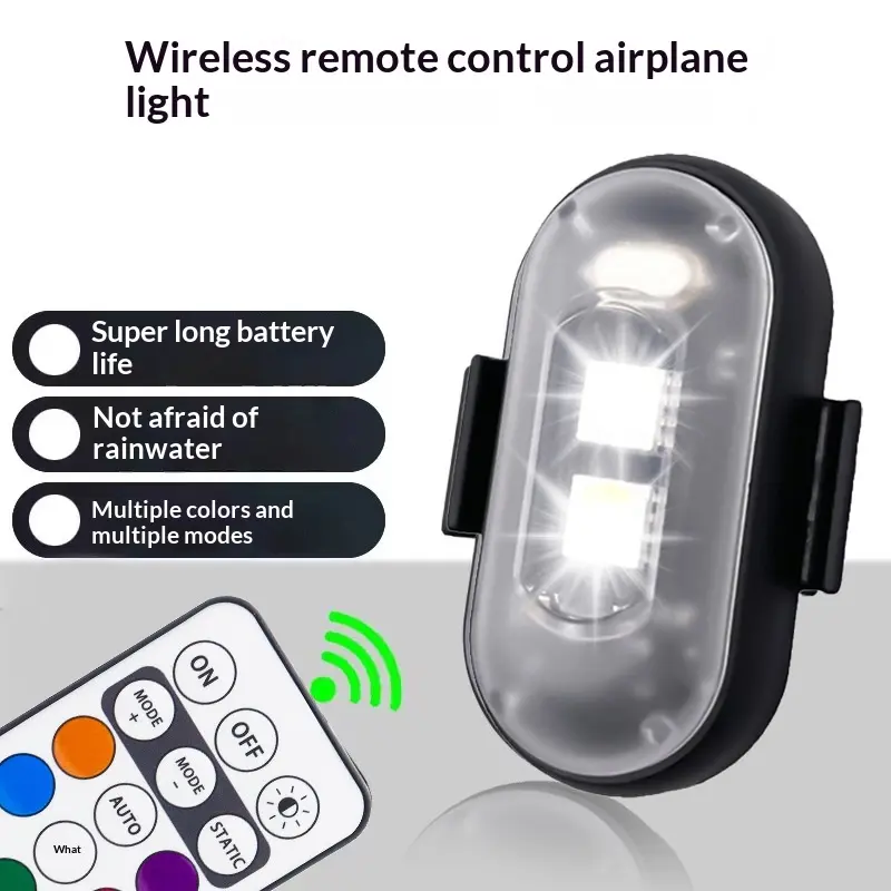 Wireless Remote Control LED Strobe Warning Light, 7 Color Flashing Drone Navigation Light, Rechargeable Universal Safety Signal Lamp for Car Motorcycle Bike Aircraft RC Drone